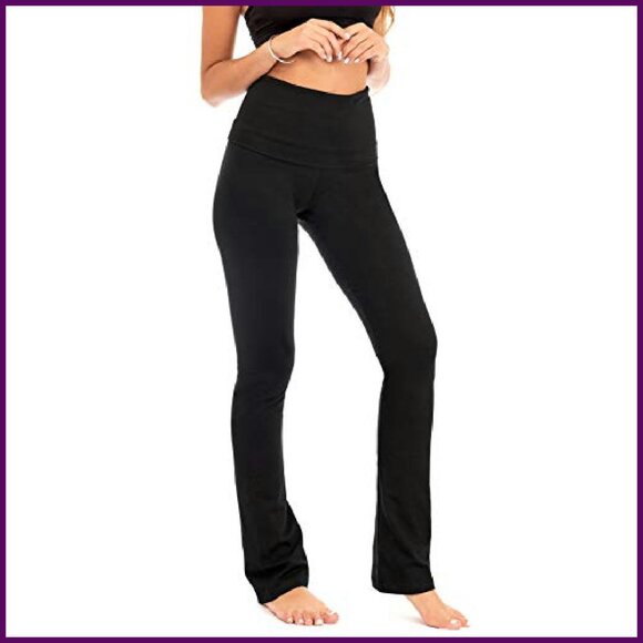 Bootcut Fold Over Leggings with Pocket - Plus Size Yoga Pants - Picture 7 of 8